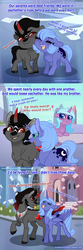Size: 700x2099 | Tagged: safe, artist:eve-of-halloween, idw, king sombra, princess luna, radiant hope, alicorn, earth pony, pony, unicorn, hallowverse, tumblr:askmotherlyluna, g4, alternate timeline, alternate universe, ask, askmotherlyluna, child, colored horn, colt, crystal empire, curved horn, day, earth pony luna, female, filly, flashback, foal, friendship, horn, male, mare, nuzzling, red eyes, s1 luna, ship:lumbra, shipping, sombra horn, sombra's cutie mark, stallion, straight, teasing, tongue out, tumblr, unicorn luna, unshorn fetlocks, young luna, young sombra
