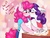 Size: 2048x1536 | Tagged: safe, artist:incendiarymoth, pinkie pie, rarity, earth pony, unicorn, anthro, g4, apron, clothes, cute, dough, eyes closed, female, lesbian, mare, nail polish, nuzzling, ship:raripie, shipping, smiling