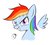 Size: 976x885 | Tagged: safe, artist:phoenixperegrine, rainbow dash, pegasus, pony, g4, bust, female, japanese, mare, simple background, smiling, solo, white background