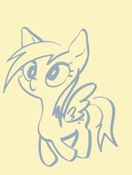 Size: 768x1024 | Tagged: safe, artist:noupu, derpy hooves, pegasus, pony, g4, cross-eyed, female, mare, monochrome, simple background, solo
