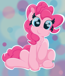 Size: 3000x3500 | Tagged: safe, artist:eillahwolf, pinkie pie, earth pony, pony, g4, chest fluff, cute, diapinkes, eye clipping through hair, female, high res, looking at you, mare, sitting, solo, ych result