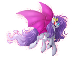 Size: 2119x1645 | Tagged: safe, artist:ggchristian, oc, oc only, oc:chloe, bat pony, pony, bat pony oc, bow, female, hair bow, heterochromia, mare, simple background, solo, transparent background