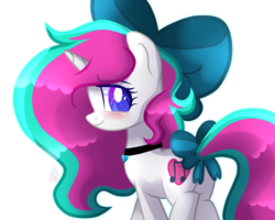 Size: 2064x1648 | Tagged: safe, artist:mint-light, artist:sugaryicecreammlp, oc, oc only, oc:heartcraze, pony, unicorn, base used, bedroom eyes, bow, female, hair bow, jewelry, mare, necklace, simple background, solo, tail bow, transparent background