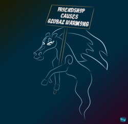 Size: 524x508 | Tagged: safe, artist:quint-t-w, pony, windigo, g4, funny, gradient background, protest, sign