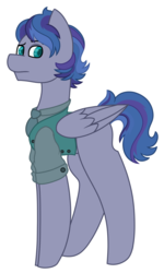 Size: 1598x2664 | Tagged: safe, artist:calibykitty, pegasus, pony, breeding result, colt, fancy, male, necktie, offspring, parent:spoiled rich, parents:canon x oc, solo