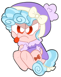 Size: 565x705 | Tagged: safe, artist:pinkiespresent, cozy glow, pony, frenemies (episode), g4, angry, clothes, cozy glow is not amused, cozybetes, crossed hooves, cute, female, filly, foal, madorable, sitting, solo, tongue out, white pupils, winter outfit