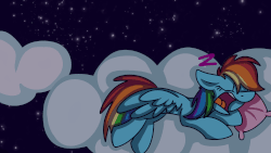 Size: 1920x1080 | Tagged: safe, artist:mlplmaster, rainbow dash, pegasus, pony, g4, animated, cloud, cute, dashabetes, eyes closed, female, floppy ears, mare, night, onomatopoeia, open mouth, pillow, sleeping, snoring, solo, sound effects, stars, zzz