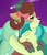 Size: 2550x2949 | Tagged: safe, artist:skyflys, sandbar, yona, pony, yak, g4, my little pony: friendship is magic, she's all yak, blushing, bow, cloven hooves, cute, duo, duo male and female, eyes closed, female, hair bow, high res, hug, interspecies, larger female, male, monkey swings, night, sandabetes, ship:yonabar, shipping, size difference, smaller male, straight, teenager, yonadorable