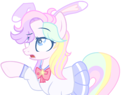 Size: 1036x808 | Tagged: safe, artist:bxby-mochi, oc, oc only, oc:pastel usagi, earth pony, pony, base used, bunny ears, clothes, female, mare, simple background, solo, transparent background