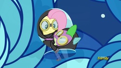 Size: 1920x1080 | Tagged: safe, screencap, fluttershy, spike, pony, g4, sparkle's seven, clothes, costume, dangerous mission outfit, glass, goggles, hoodie