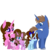 Size: 1280x1280 | Tagged: safe, artist:chelseawest, oc, oc only, oc:aqua shield, oc:aurora mist, oc:clarity, oc:lunar shield, oc:platinum shield, pony, unicorn, bow, eye clipping through hair, female, filly, foal, hair bow, male, mare, simple background, stallion, transparent background