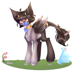 Size: 2267x2212 | Tagged: safe, artist:honeybbear, oc, oc only, oc:melloe, pegasus, pony, female, high res, horns, mare, simple background, solo, transparent background