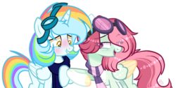 Size: 600x303 | Tagged: dead source, safe, artist:rainbows-skies, oc, oc only, oc:celestial star, oc:water star, alicorn, pegasus, pony, base used, female, male, mare, simple background, stallion, transparent background, two toned wings, wings