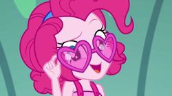 Size: 916x513 | Tagged: safe, screencap, pinkie pie, equestria girls, g4, i'm on a yacht, my little pony equestria girls: better together, close-up, female, sleeveless, solo, sunglasses