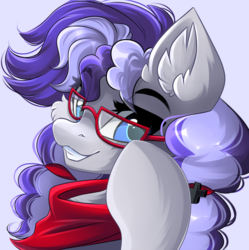 Size: 3930x3948 | Tagged: safe, artist:airiniblock, oc, oc only, oc:cinnabyte, earth pony, pony, rcf community, clothes, commission, earth pony oc, female, glasses, high res, looking at you, mare, pigtails, scarf, smiling, solo