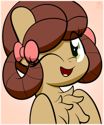 Size: 2550x3050 | Tagged: dead source, safe, artist:php142, yona, earth pony, pony, g4, she's all yak, chest fluff, eye clipping through hair, female, high res, one eye closed, open mouth, ponified, pony yona, simple background, solo, species swap, wink