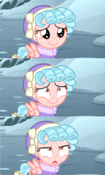 Size: 1668x2788 | Tagged: safe, edit, edited screencap, screencap, cozy glow, pegasus, pony, frenemies (episode), g4, cozy glow is not amused, cozybetes, cute, female, filly, foal, hat, reaction image, winter outfit