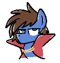 Size: 1140x1200 | Tagged: safe, artist:sugar morning, oc, oc only, oc:bizarre song, pegasus, pony, animated, cape, clothes, frame by frame, gif, male, messy mane, serious, serious face, simple background, squigglevision, transparent background