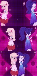 Size: 1028x2079 | Tagged: safe, screencap, applejack, rarity, equestria girls, g4, i'm on a yacht, my little pony equestria girls: better together, dancing, female, friendship, i'm not cute, lidded eyes, looking at you, neon eg logo, shipping fuel