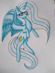 Size: 780x1040 | Tagged: safe, artist:hiroultimate, oc, oc only, oc:fleurbelle, alicorn, pony, alicorn oc, female, mare, traditional art, yellow eyes