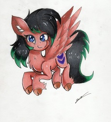 Size: 2393x2617 | Tagged: safe, artist:luxiwind, oc, oc only, oc:low speed, pegasus, pony, cloven hooves, female, high res, mare, solo, traditional art