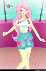 Size: 647x1000 | Tagged: safe, artist:clouddg, fluttershy, equestria girls, equestria girls specials, g4, my little pony equestria girls: better together, my little pony equestria girls: spring breakdown, adorasexy, breasts, busty fluttershy, clothes, cute, female, looking at you, multiple variants, open mouth, sexy, shorts, shyabetes, signature, solo