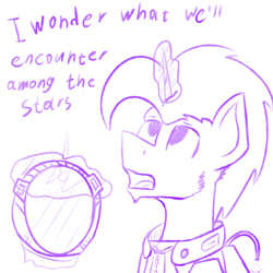 Size: 1920x1920 | Tagged: safe, artist:valthonis, oc, oc only, oc:valthonis, pony, unicorn, looking up, male, solo, spacesuit