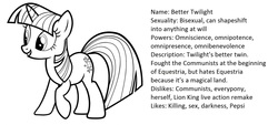 Size: 1916x864 | Tagged: safe, artist:background pony #eb36, oc, oc only, oc:better twilight, pony, female, reference sheet, solo