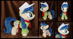 Size: 1280x689 | Tagged: safe, artist:peruserofpieces, fiddlesticks, earth pony, pony, g4, accessory, apple family member, clothes, cowboy hat, female, front view, hat, irl, mare, minky, photo, plushie, profile, scarf, shirt, solo