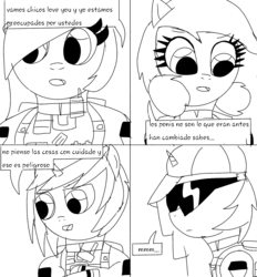 Size: 1127x1214 | Tagged: safe, artist:tuxrap, oc, oc only, pony, comic:unnamed tuxrap comic, comic, lineart, monochrome, spanish, translated in the comments