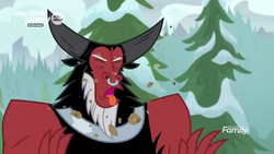 Size: 1600x900 | Tagged: safe, screencap, lord tirek, centaur, frenemies (episode), g4, coughing, dirt, discovery family logo, eyes closed, male, nose piercing, nose ring, outdoors, piercing, septum piercing, solo, tongue out