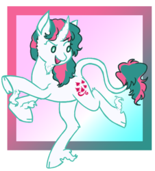 Size: 618x684 | Tagged: safe, artist:galioluvr, gusty the great, classical unicorn, pony, unicorn, g4, cloven hooves, curved horn, female, gradient background, horn, leonine tail, simple background, solo, transparent background, unshorn fetlocks