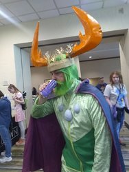 Size: 1536x2048 | Tagged: safe, artist:mummifiedtony, photographer:drummershy, thorax, changedling, changeling, human, everfree northwest, g4, clothes, cosplay, costume, green, handsome, irl, irl human, king thorax, photo