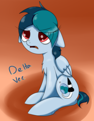 Size: 2344x3000 | Tagged: safe, artist:luxsimx, oc, oc only, oc:delta vee, pegasus, pony, floppy ears, high res, solo