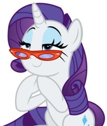 Size: 2672x3150 | Tagged: safe, artist:sketchmcreations, rarity, pony, unicorn, g4, she's all yak, female, gendo pose, glasses, high res, lidded eyes, mare, rarity's glasses, simple background, sitting, smiling, solo, steepling, transparent background, vector