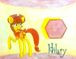 Size: 1104x863 | Tagged: safe, artist:dialysis2day, oc, oc only, oc:hilary, earth pony, pony, female, hat, mare, solo, traditional art