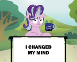Size: 1335x1080 | Tagged: safe, edit, starlight glimmer, pony, g4, change my mind, female, solo, subverted meme