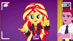 Size: 919x517 | Tagged: safe, sunset shimmer, equestria girls, g4, how to backstage, my little pony equestria girls: better together, background human, security guard