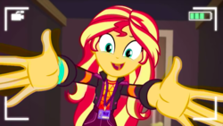 Size: 919x517 | Tagged: safe, sunset shimmer, equestria girls, equestria girls series, g4, how to backstage, spoiler:eqg series (season 2), arms wide open, outstretched arms
