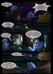 Size: 1240x1754 | Tagged: safe, artist:lunarcakez, princess luna, oc, earth pony, pony, comic:the origins of hollow shades, g4, comic, crying, female, mare, torch