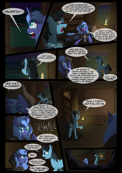 Size: 1240x1754 | Tagged: safe, artist:lunarcakez, princess luna, oc, earth pony, pony, comic:the origins of hollow shades, g4, comic, crying, male, mouth hold, stallion, torch