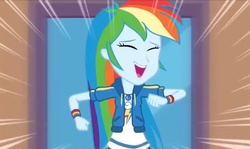 Size: 1812x1080 | Tagged: safe, screencap, rainbow dash, equestria girls, g4, my little pony equestria girls: better together, run to break free, beautiful, cute, daaaaaaaaaaaw, dashabetes, eyes closed, female, geode of super speed, happy, hnnng, magical geodes, open mouth, running, singing, solo
