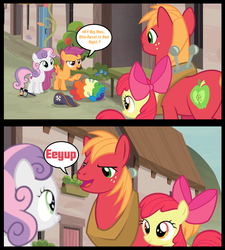 Size: 1280x1420 | Tagged: safe, artist:cartoonmasterv3, edit, edited screencap, screencap, apple bloom, big macintosh, scootaloo, sweetie belle, earth pony, pegasus, pony, unicorn, g4, hard to say anything, cutie mark, cutie mark crusaders, female, filly, the cmc's cutie marks