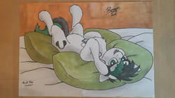 Size: 1280x720 | Tagged: safe, artist:degranomelody, oc, oc only, oc:degrano, earth pony, pony, photo, solo, traditional art