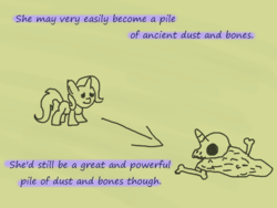 Size: 1200x900 | Tagged: safe, artist:evil-dec0y, trixie, pony, comic:trixie vs., comic:trixie vs. the moon, g4, age progression, bone, female, filly, filly trixie, younger