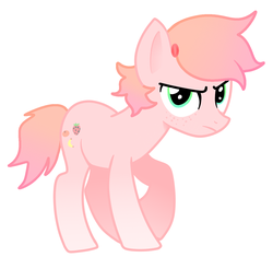 Size: 1303x1225 | Tagged: safe, artist:thatgreypeanut, derpibooru exclusive, oc, oc only, oc:strawberry blitz, earth pony, pony, frown, original character do not steal, simple background, solo, white background