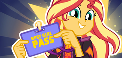 Size: 1920x916 | Tagged: safe, edit, edited screencap, screencap, sunset shimmer, equestria girls, g4, how to backstage, my little pony equestria girls: better together, caption, cute, female, image macro, shimmerbetes, solo, text