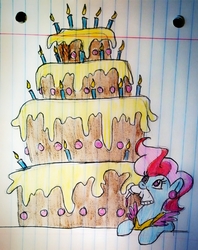 Size: 1578x1993 | Tagged: safe, artist:smirk, earth pony, pony, cake, colored pencil drawing, cupcake, food, frosting, sketch, solo, traditional art