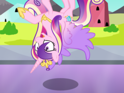 Size: 1200x900 | Tagged: safe, artist:evil-dec0y, princess cadance, alicorn, pony, comic:trixie vs., g4, upside down