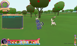 Size: 1280x768 | Tagged: safe, oc, oc only, oc:chrome thunder, dryad, pony, unicorn, legends of equestria, apple tree, armor, game, game screencap, solo, tree, video game
